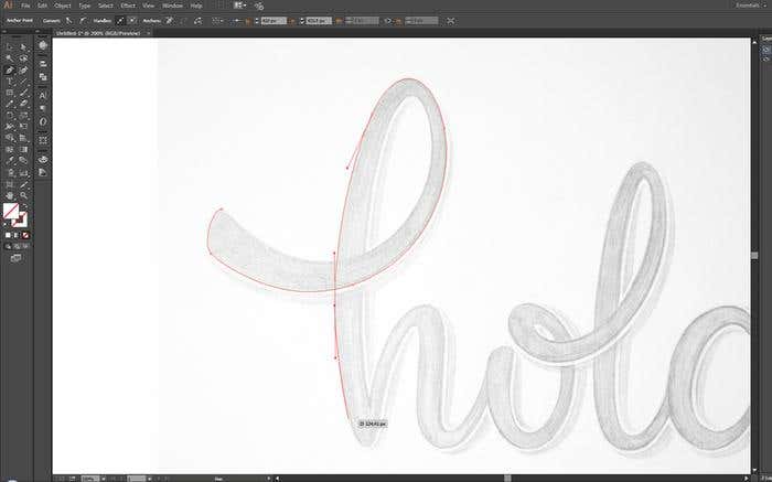 Make your own cursive lettering - Step 6 - vectorizing