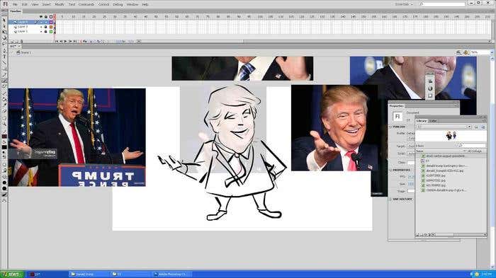 Step 5 of how to draw a caricature - drawing the body of your Donald Trump caricature