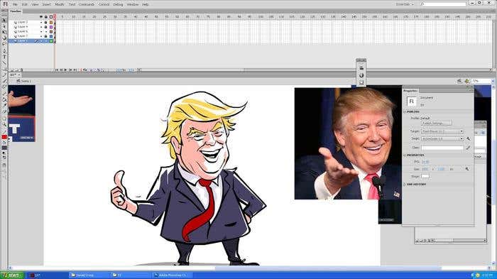 Step 10 of how to draw a caricature - adding shadows/highlights to your Donald Trump caricature