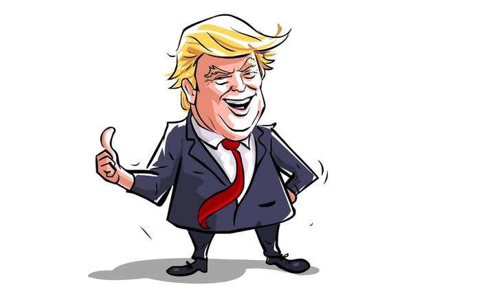 Final illustration of Donald Trump caricature in how to draw a caricature