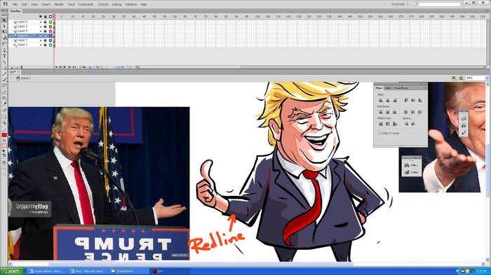 Step 10(a) of how to draw a caricature - adding shadows/highlights to your Donald Trump caricature