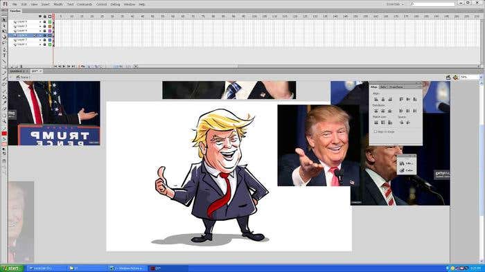 Step 11 of how to draw a caricature - adding the final touches to your Donald Trump caricature